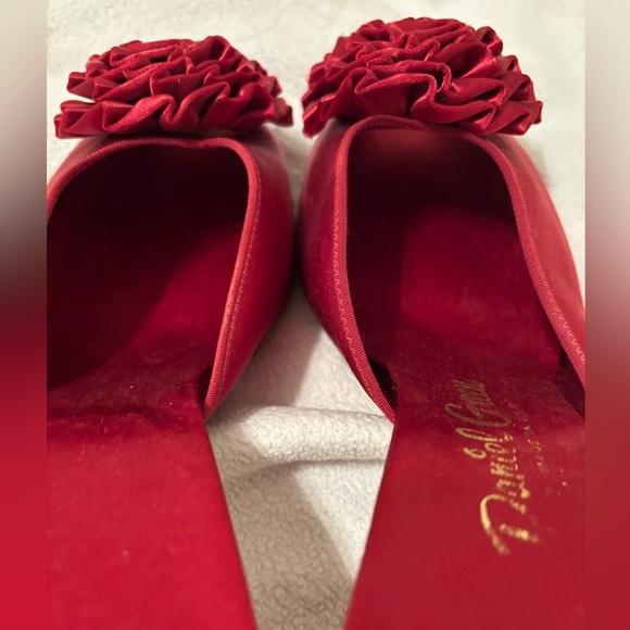 Vintage Daniel Green satin rosette mules heels -see measurements 1950’s - Picture 10 of 13